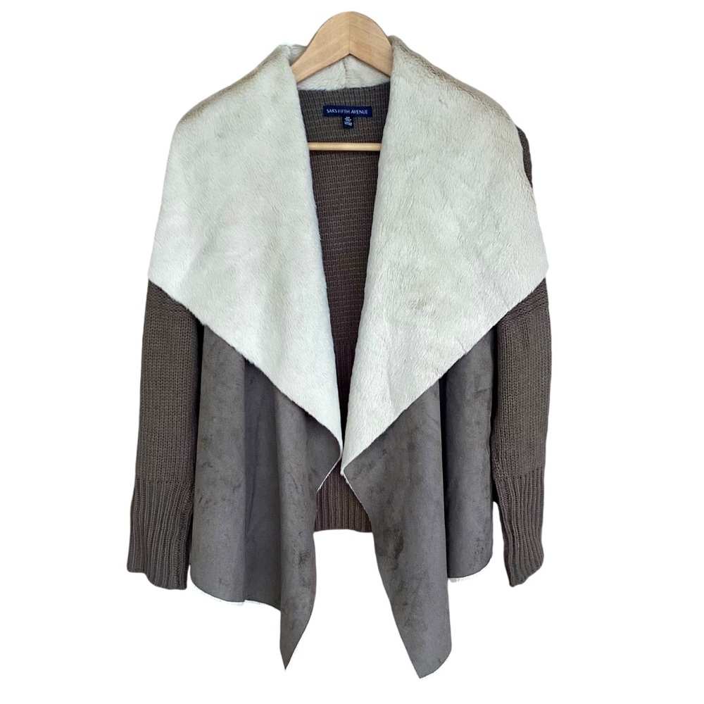 SAKS FIFTH AVE Faux Suede Cardigan Small